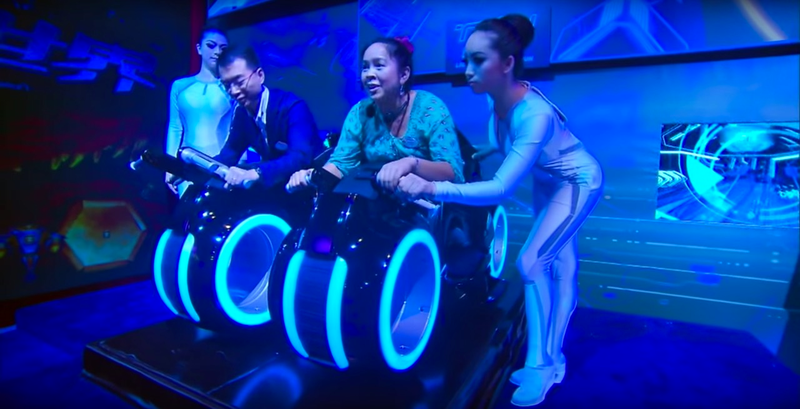 Ride vehicles for the new TRON attraction (Inside the Magic)